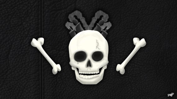 Wallpaper Skull over leather